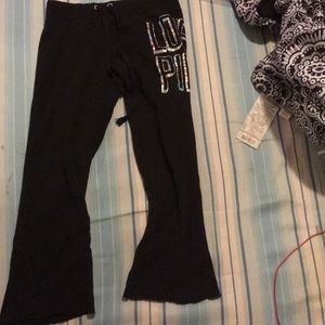 black “love pink” sweatpants